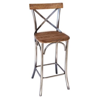 Cross Back High Chair Distressed White Mango 40X50X119 cm