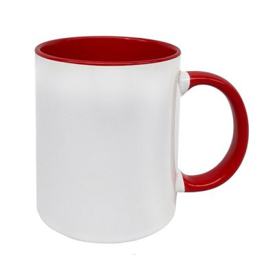 Standard 11Oz Sublimation Mug White Outside/Red Inside & Handle