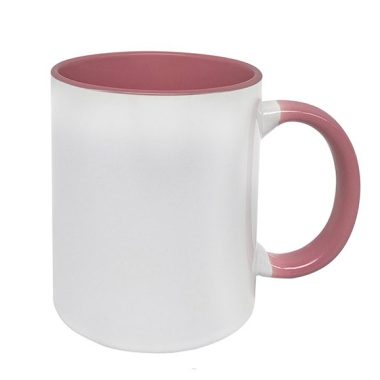 Standard 11Oz Sublimation Mug White Outside/Pink Inside & Handle