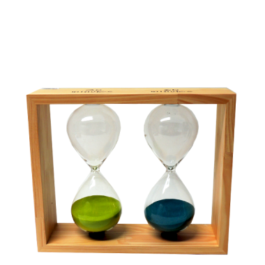 2 Glass Timer In Natural Frame 30,60Min 25X30X8.5 cm