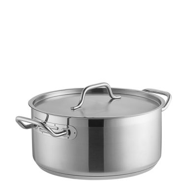 Stainless Steel Low Casserole Pot With Lid 8.5Lt 12X30 cm