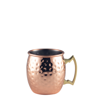 Genware Barrel Copper Mug 400Ml Hammered